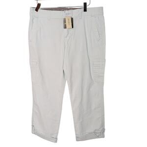 NWT Eddie Bauer Women's Sz 8 Light Blue Ripstop Roll Tab Cropped Hiking Pants